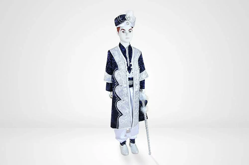 Sünnet Kıyafeti - Beschneidungskleidung - Paşa - dunkelblau weiß - komplett Set Sünnet Kıyafeti