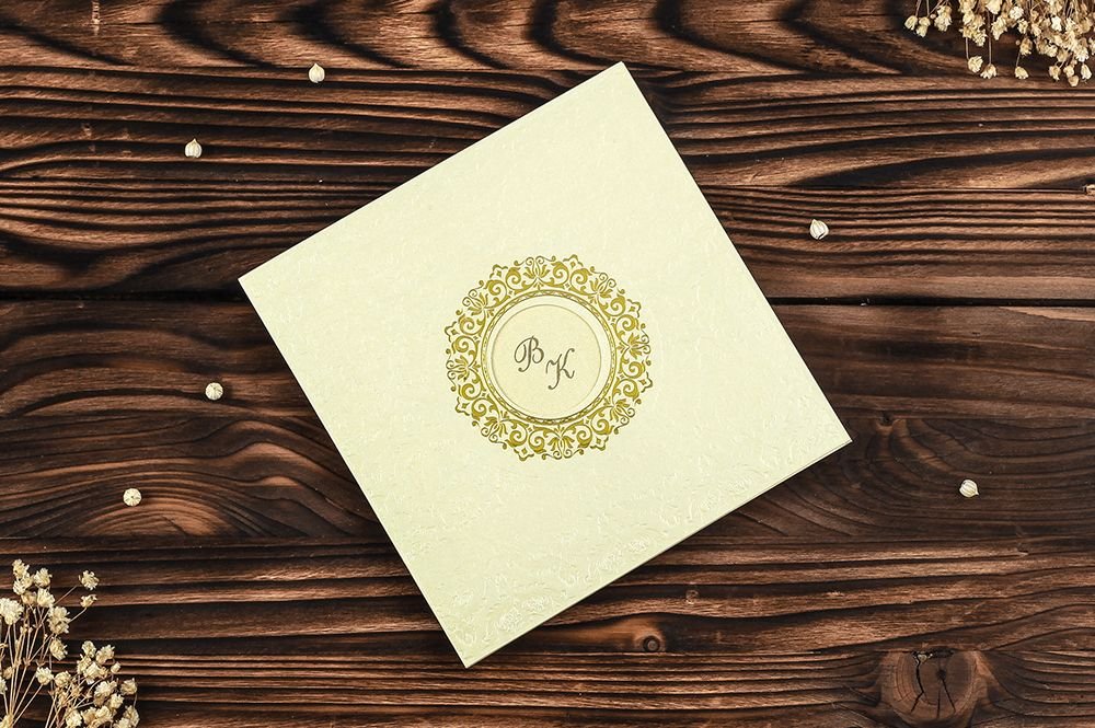 Düğün Davetiye - Hochzeit Einladungskarte Bochum - Creme Gold Düğün Davetiye