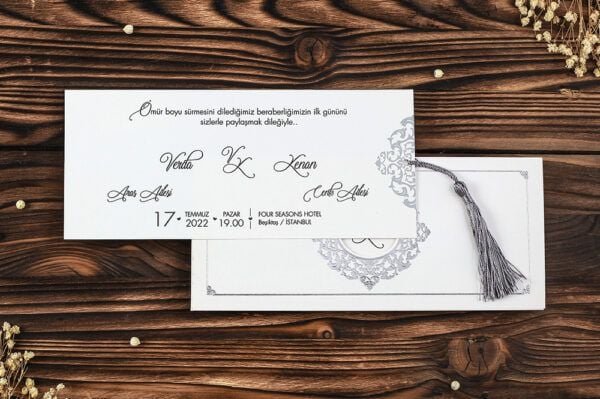 Düğün Davetiye - Hochzeit Einladungskarte Hanau - Weiss Silber