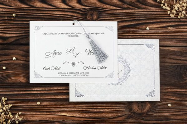 Düğün Davetiye - Hochzeit Einladungskarte Osnabrück - Weiss Silber Düğün Davetiye