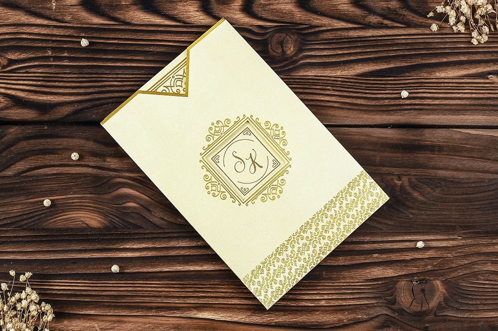 Düğün Davetiye - Hochzeit Einladungskarte Mailand - Creme Gold Düğün Davetiye