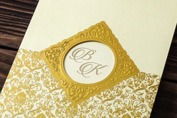 Düğün Davetiye - Hochzeit Einladungskarte Amberg - Creme Gold Düğün Davetiye