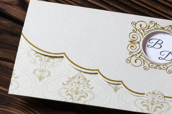 Düğün Davetiye - Hochzeit Einladungskarte Kiel - Creme Gold Düğün Davetiye
