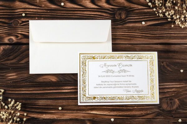 Düğün Davetiye - Hochzeit Einladungskarte Passau - Weiss Gold Düğün Davetiye