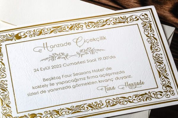 Düğün Davetiye - Hochzeit Einladungskarte Passau - Weiss Gold Düğün Davetiye