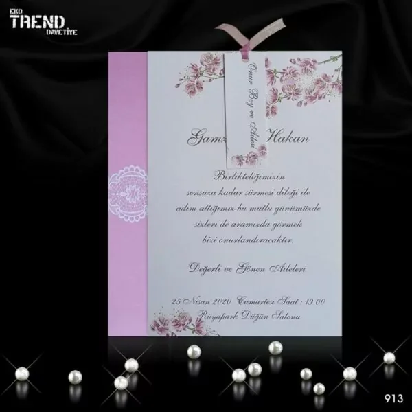 Hochzeit Einladungskarte - weiß - Blumen