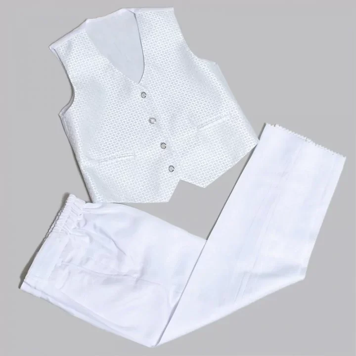 Pantolon ve Yelek Takımı - Hose und Weste Set - weiß silber Pantolon ve Yelek Takımı