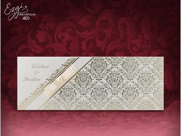 Düğün Davetiye - Hochzeit Einladungskarte - silber - gold Muster und Perle Düğün Davetiye